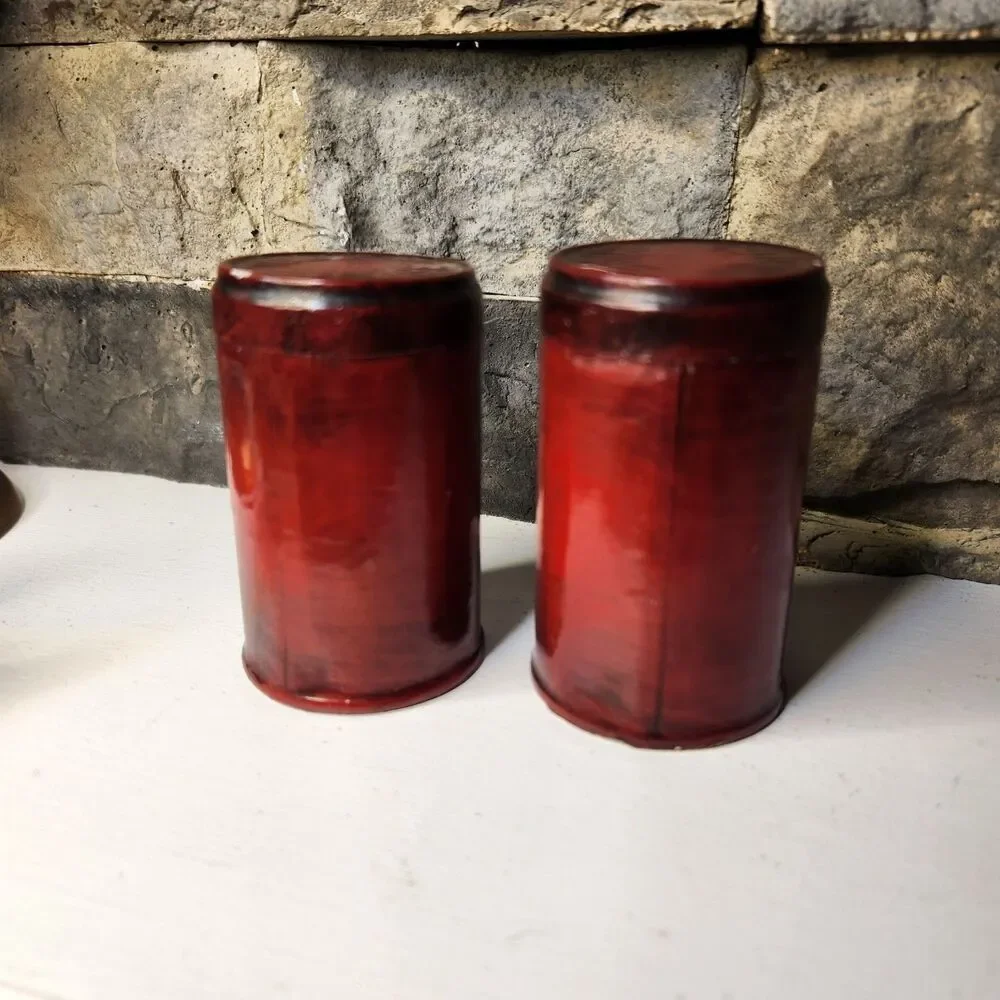 Vtg Set Of 2 Mid Century Patriotic Eagle Canister Matches Box Tin Container USA